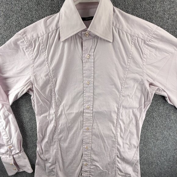 Gucci Purple Size 15 Long Sleeve Button Up Shirt Italy Made Authentic Cotton Mix - Picture 1 of 16